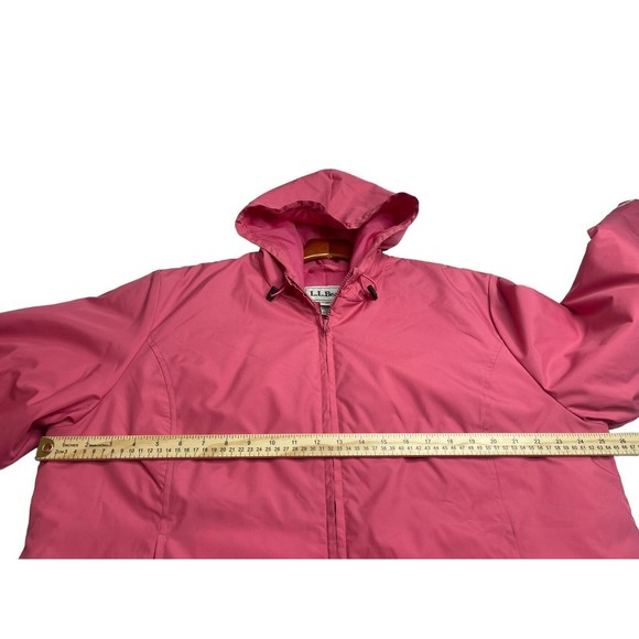 L.L Bean Women’s Rain Wind JacketFull Zip Hooded‎ Pink Windbreaker Reg XL - Picture 5 of 10